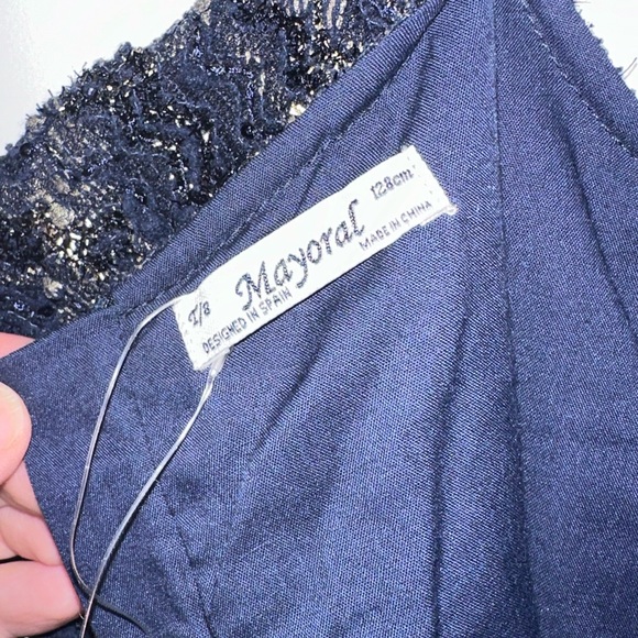 Mayoral Tweed Navy and Gold Dress Size 8. Fully lined.   Back zip closure. NWT - Picture 6 of 14